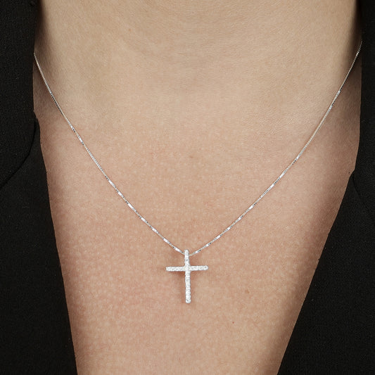 Colar de Cruz Cravejada de Zircônias em Prata 925 - Galeria