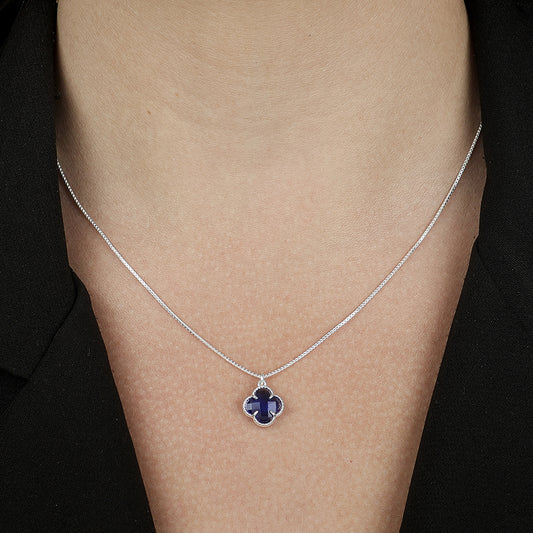 Colar Zircônia de Trevo Azul em Prata 925 - Galeria