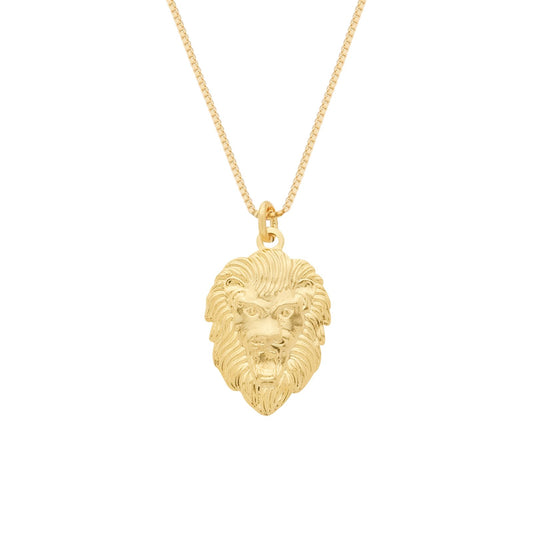 Colar Dourado Pingente Leão
