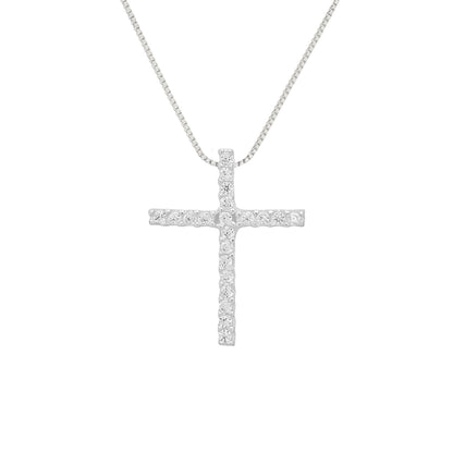 Colar de Cruz Cravejada de Zircônias em Prata 925
