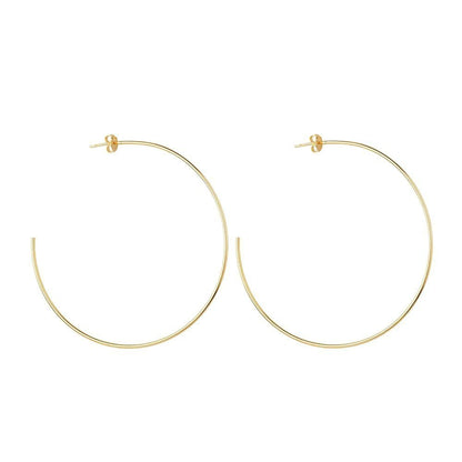 Brinco Dourado de Argola Fina Lisa Grande