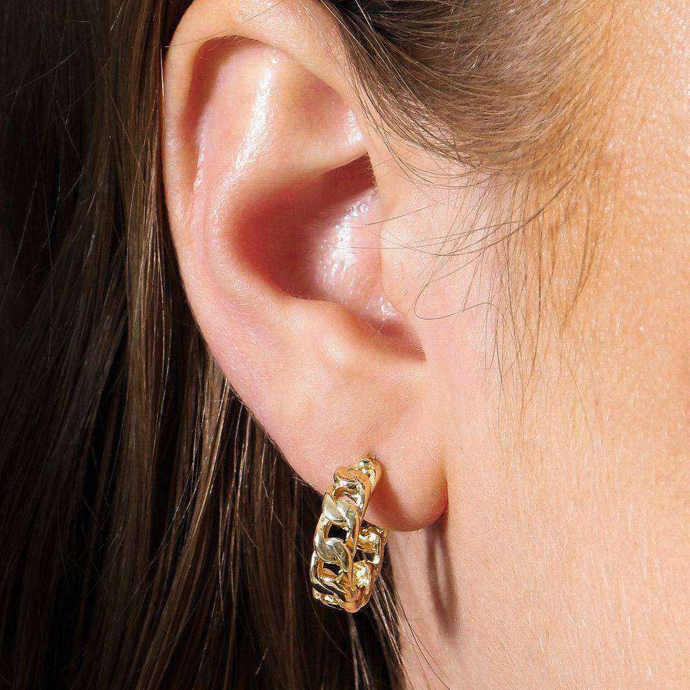 Brinco Dourado de Argola Formato Corrente Pequeno - Galeria