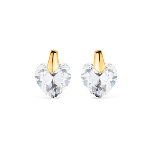 Brinco Dourado de Pedra Zircônia em formato de Coração