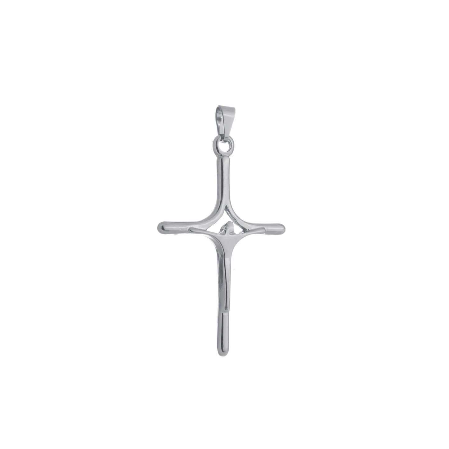 Pingente Prateado Crucifixo Minimalista