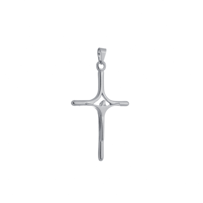 Pingente Prateado Crucifixo Minimalista